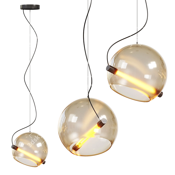 Sphere Glass Pendant Light 3D model image 1