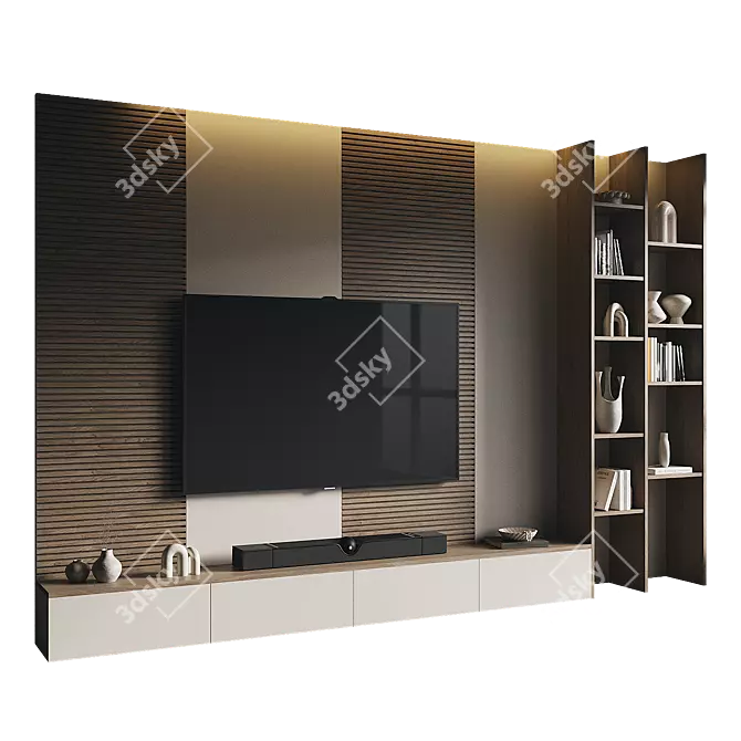 Modern TV Wall Set 187 3D model image 1