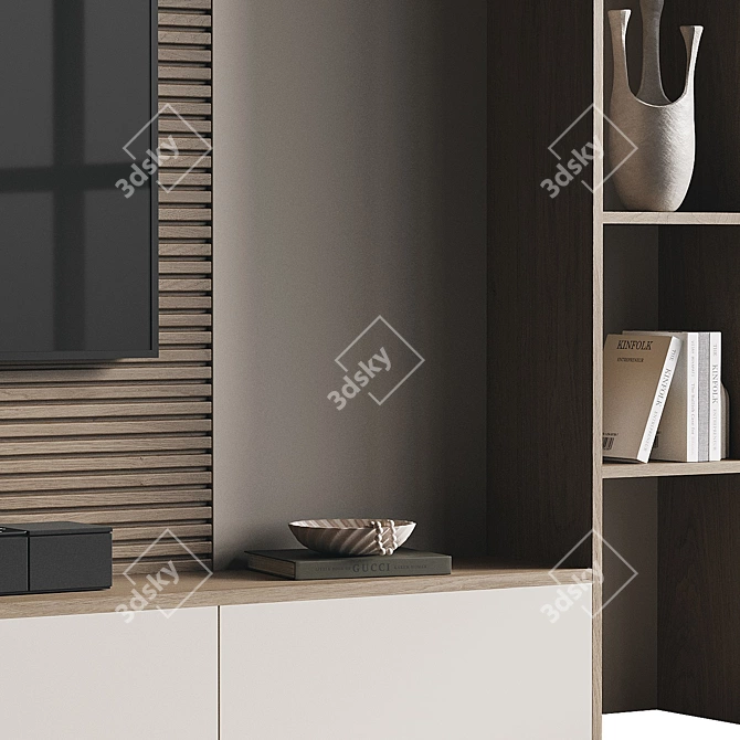 Modern TV Wall Set 187 3D model image 3