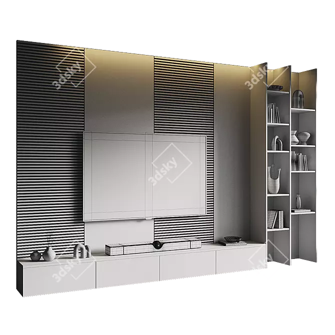 Modern TV Wall Set 187 3D model image 4