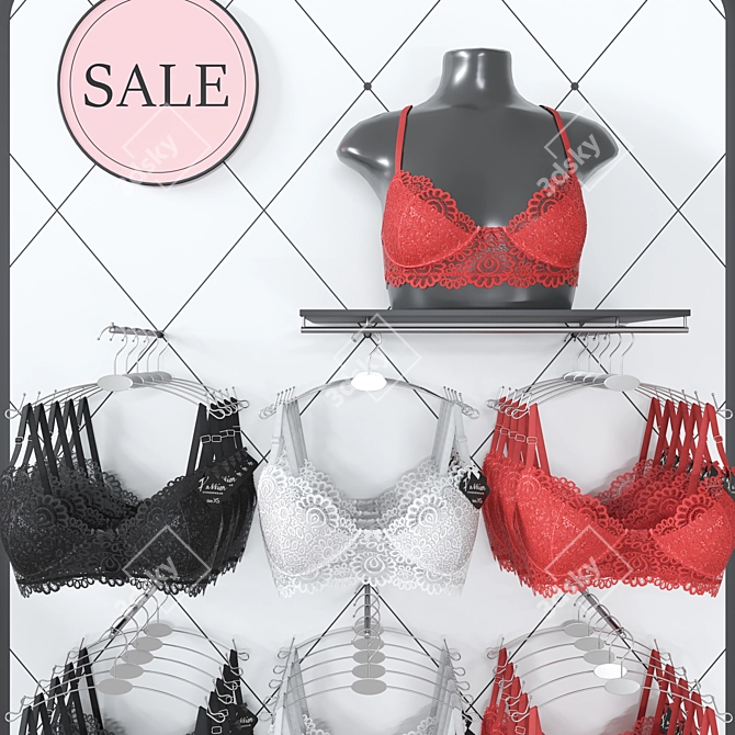 Lingerie Display Set with Mannequin 3D model image 6