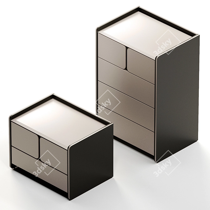 Milan Bedside Table, Chest 3D model image 2