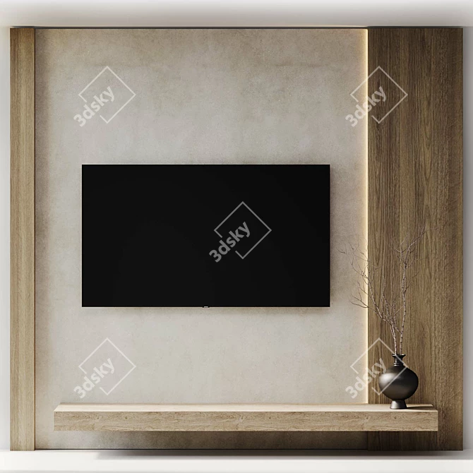 Minimalist TV Wall Decor 3D model image 3