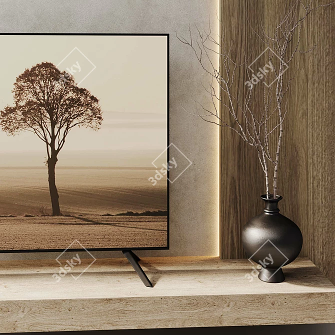 Minimalist TV Wall Decor 3D model image 9