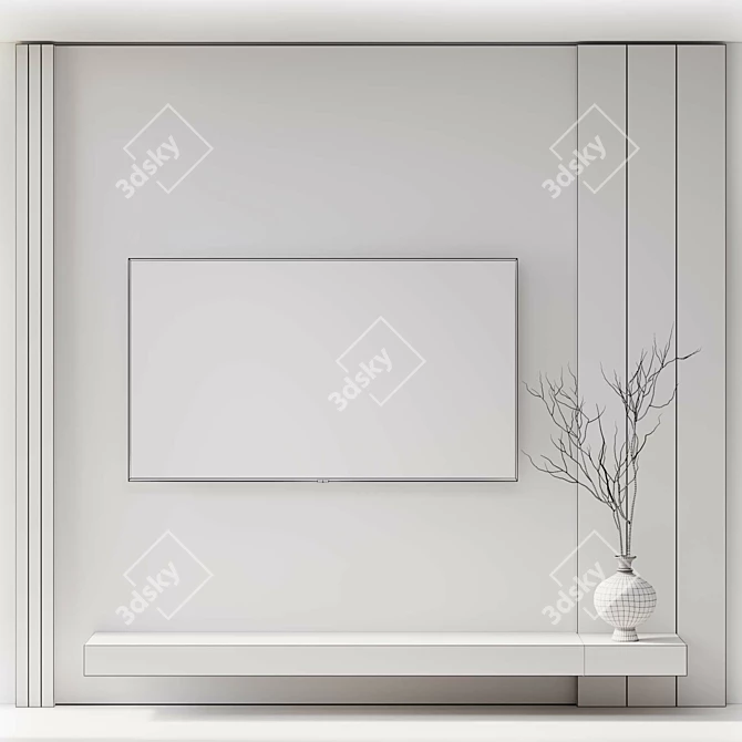 Minimalist TV Wall Decor 3D model image 10