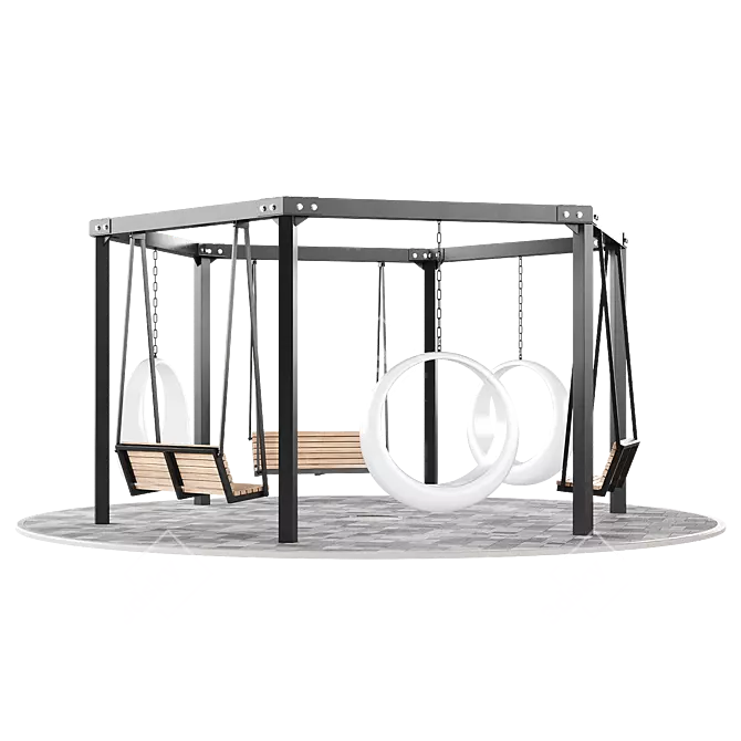  Pergola Set with Swings 3D model image 1