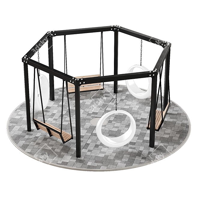  Pergola Set with Swings 3D model image 6