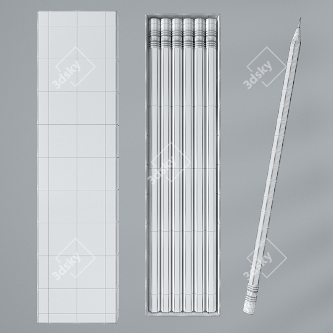 Modern Pencil Set 12-Pack 3D model image 3