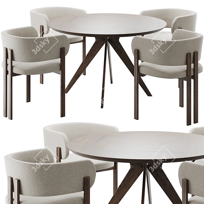 Modern Bay Dining Chair Set 3D model image 1