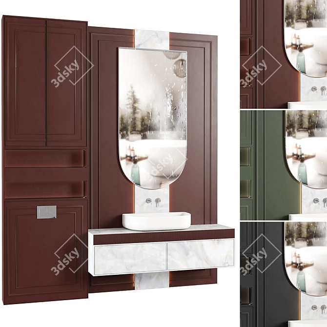 Modern Bathroom Furniture Set 3D model image 3