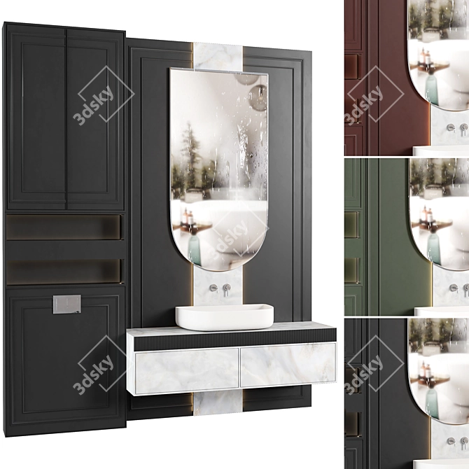 Modern Bathroom Furniture Set 3D model image 5