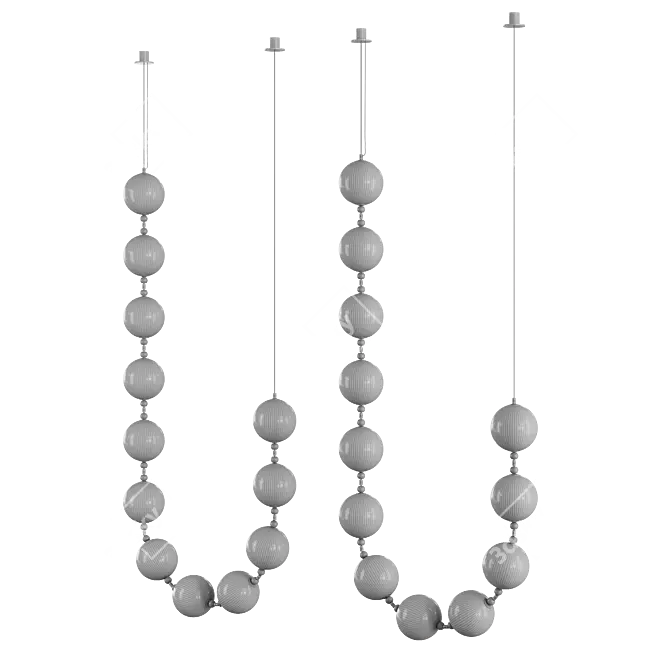 Modular Glass Brass Light Fixture 3D model image 4