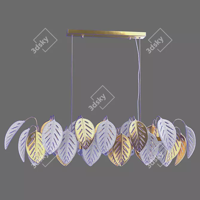 Tropical Leaf Chandelier Gold Whit 3D model image 2