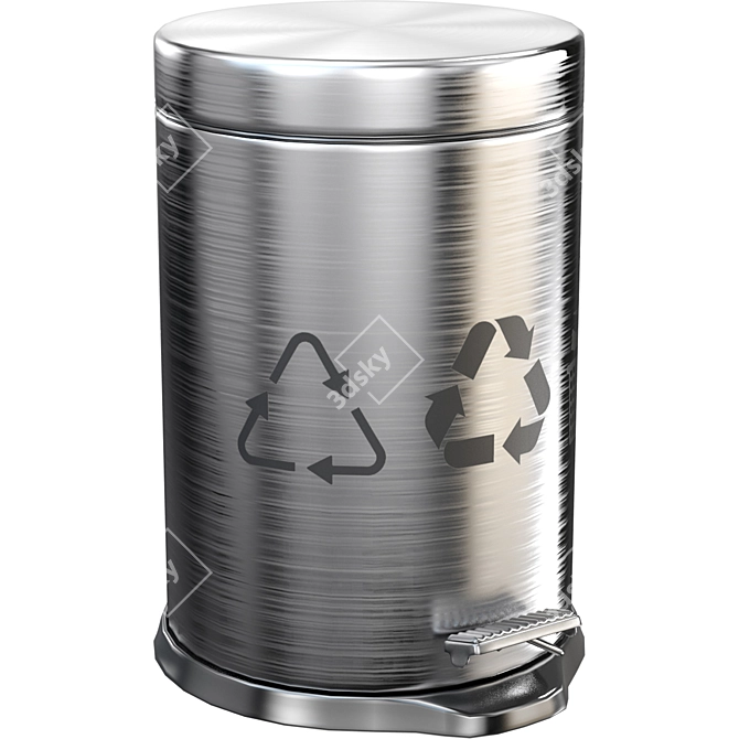 Sleek Metal Trash Can 3D model image 3