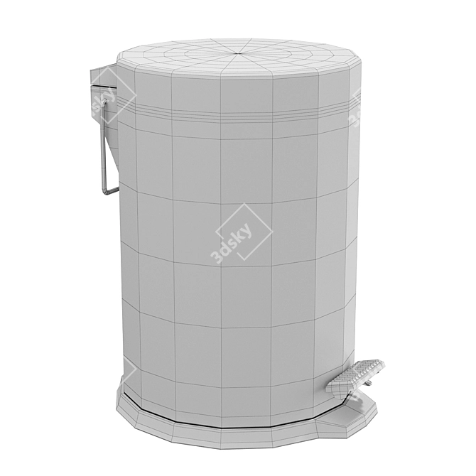 Sleek Metal Trash Can 3D model image 4