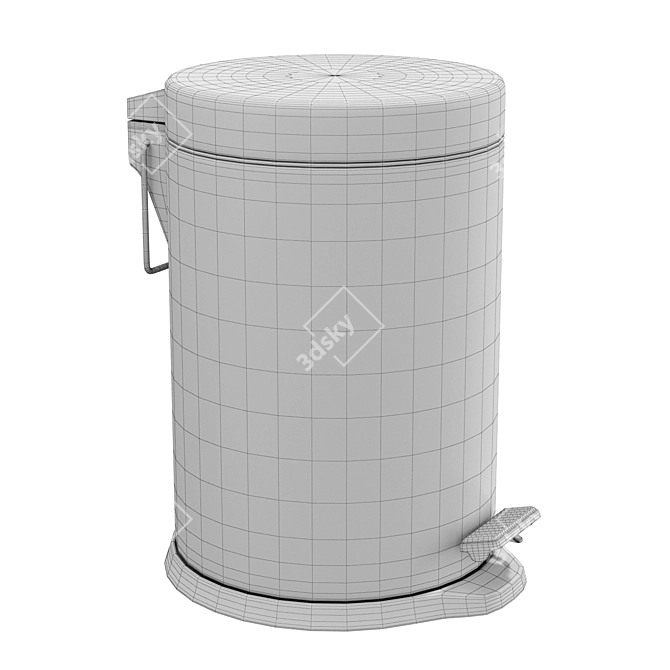 Sleek Metal Trash Can 3D model image 5