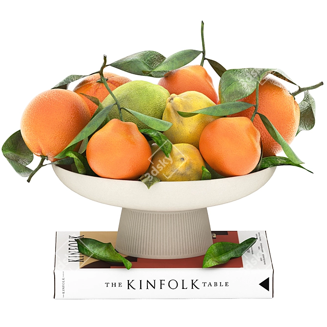 Citrus Fruits Bowl 3D Model 3D model image 1