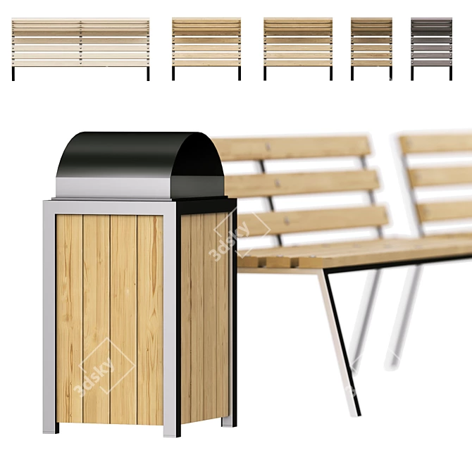 Exterior Park Furnishings Set 3D model image 3