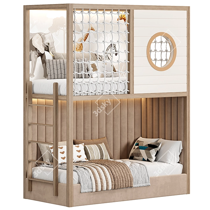 Yacht-themed Kids Bunk Bed 3D model image 1