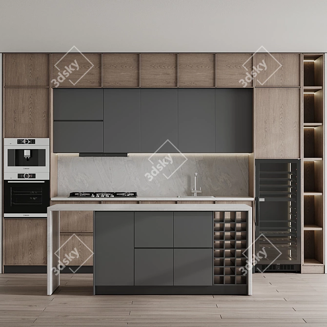 Modern Bosch Kitchen Appliance Set 3D model image 1