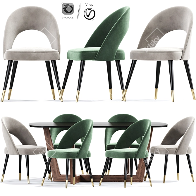 Elegant Dining Chair Set 3Dsmax 3D model image 1