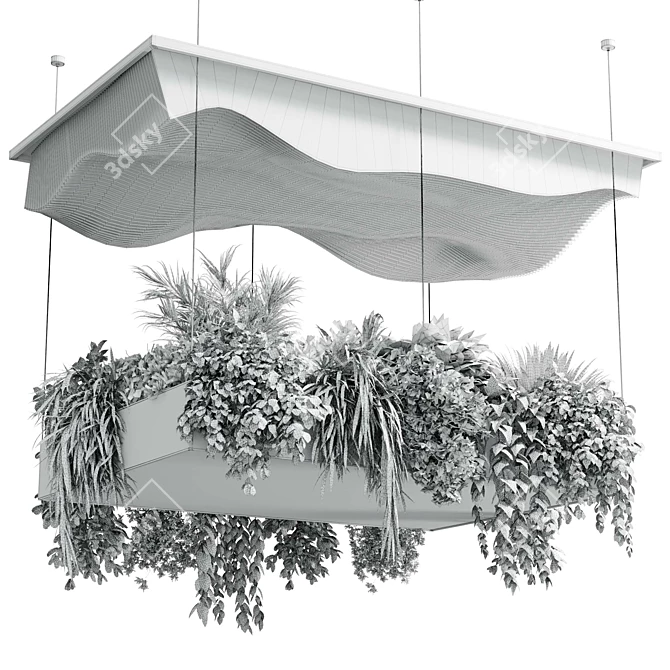 Illuminated Rectangle Plant Pendant Lighting 3D model image 7