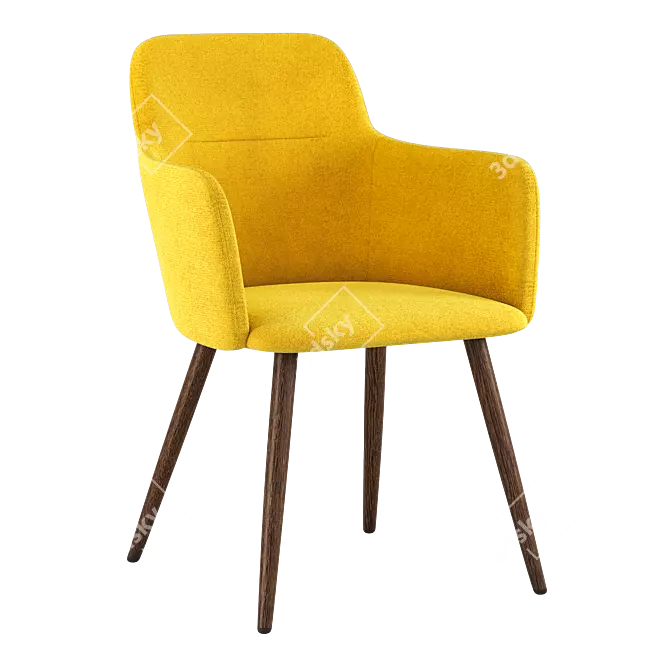 Ergonomic King Chair in Yellow & Grey 3D model image 1