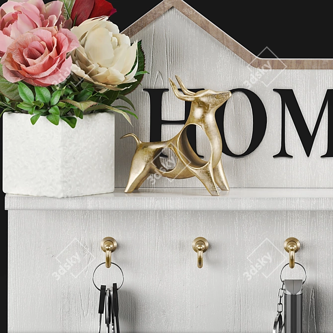 Modern Wall-Mounted Key Holder 3D model image 2