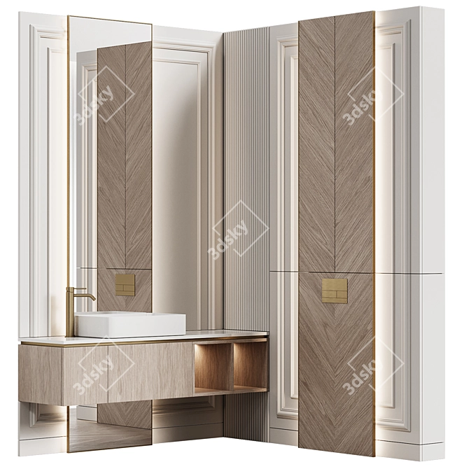 NeoClassical Modular Bathroom Furniture 3D model image 3