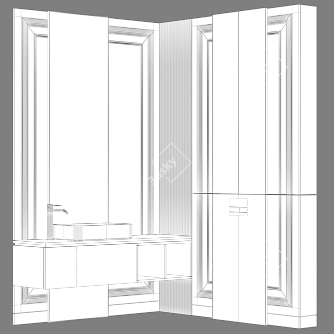 NeoClassical Modular Bathroom Furniture 3D model image 4