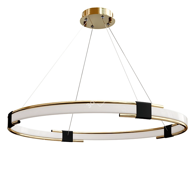 Elegant Gold Ring Chandelier 3D model image 1