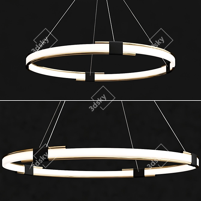 Elegant Gold Ring Chandelier 3D model image 2