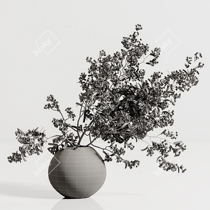 Nature's Bloom Bouquet Vase 3D model image 8