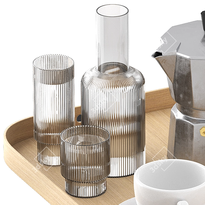 Rectangular Coffee Water Tray Set 3D model image 3