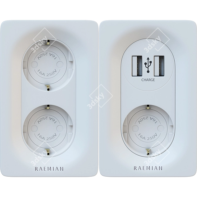 Modern 3D Electrical Socket Model 3D model image 4