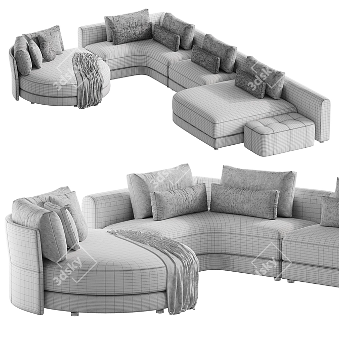 Elegant OASI Sofa in 3Ds 3D model image 5