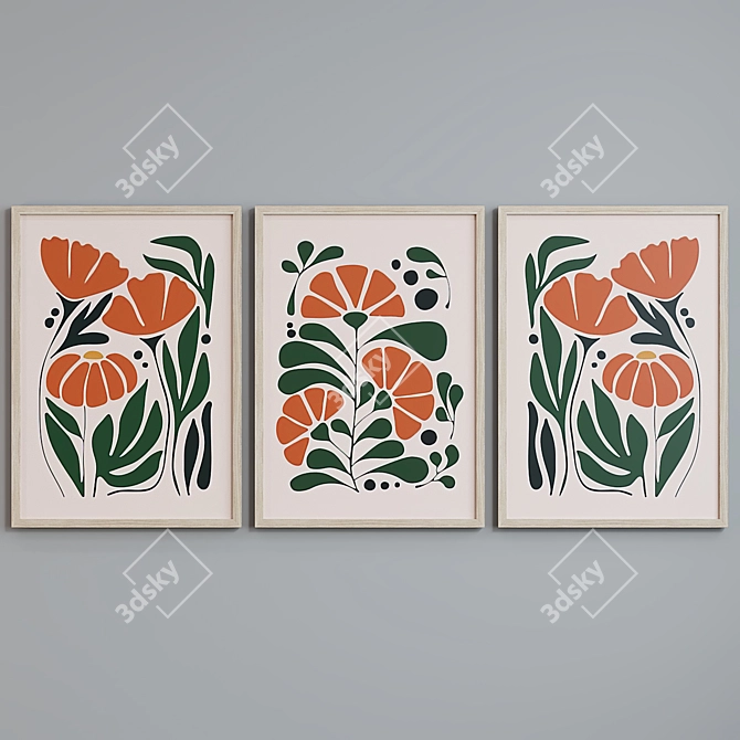 Modern Plant Art Picture Frame Set 3D model image 2