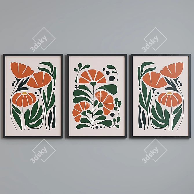 Modern Plant Art Picture Frame Set 3D model image 3