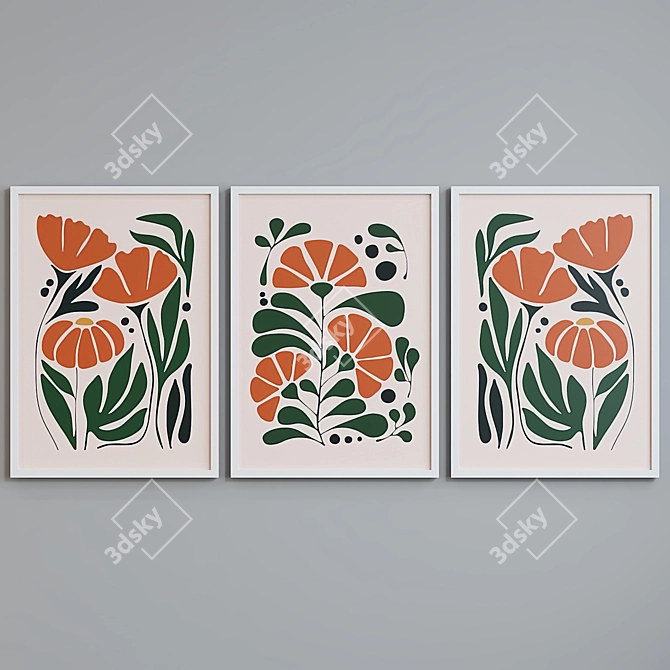 Modern Plant Art Picture Frame Set 3D model image 4