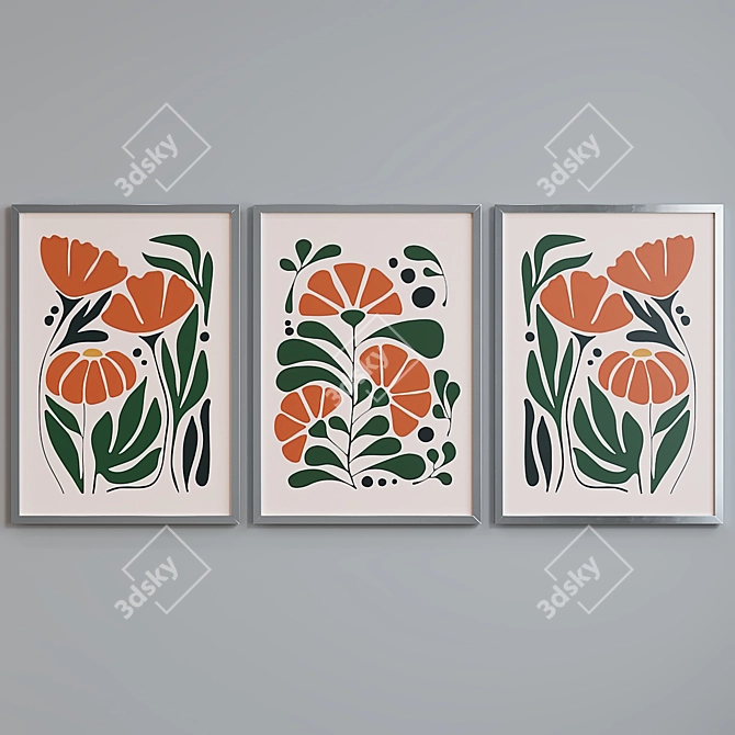 Modern Plant Art Picture Frame Set 3D model image 5