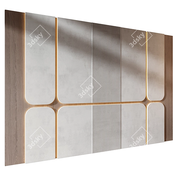 Russian Wood Wall Panels Set 3D model image 1