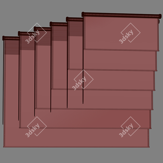 Six Color Fabric Roller Blinds 3D model image 3