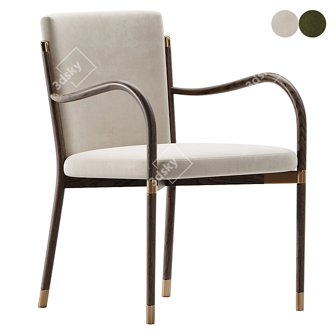 Luxurious Olive Green Velvet Armchair 3D model image 1