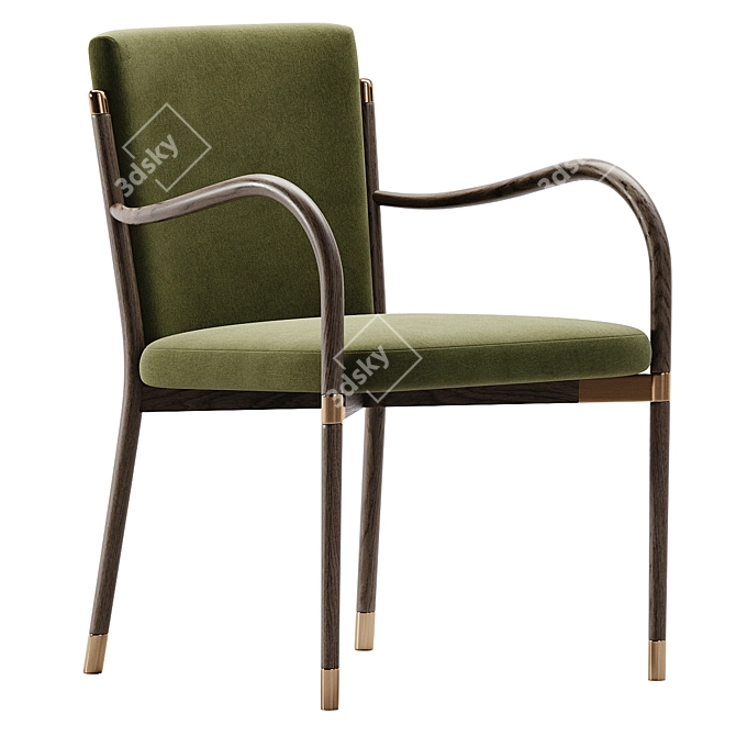 Luxurious Olive Green Velvet Armchair 3D model image 2