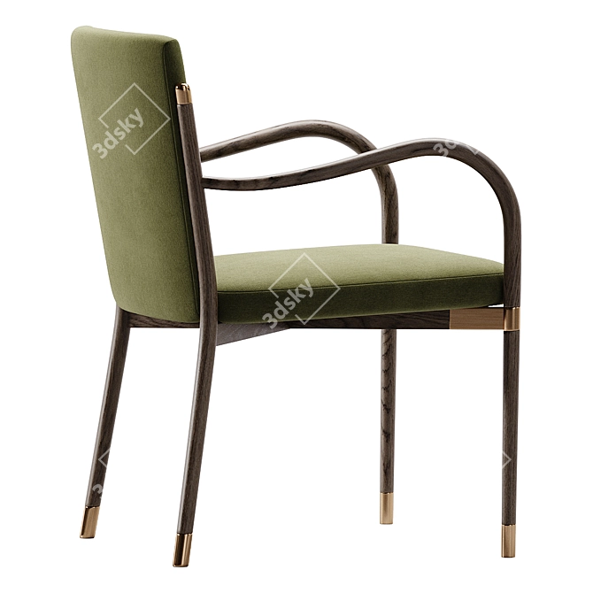 Luxurious Olive Green Velvet Armchair 3D model image 3