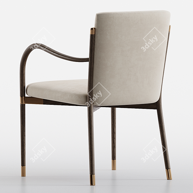 Luxurious Olive Green Velvet Armchair 3D model image 4