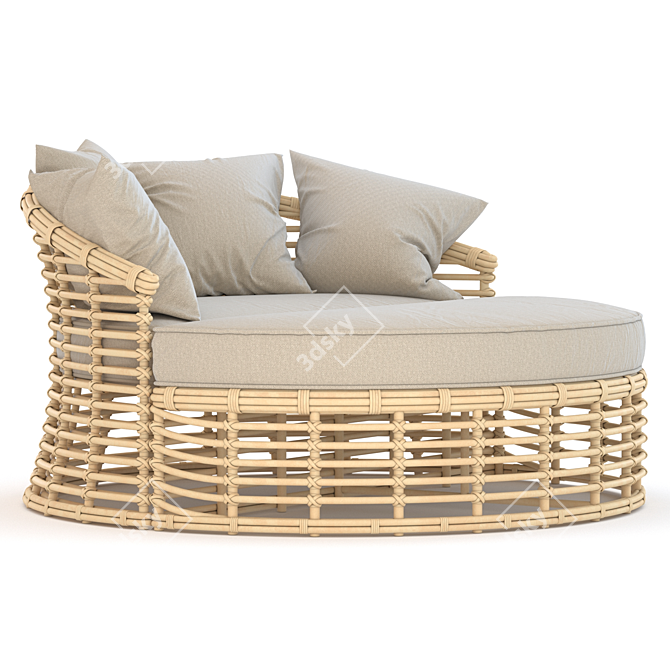 Resin Wicker Round Daybed 3D model image 2