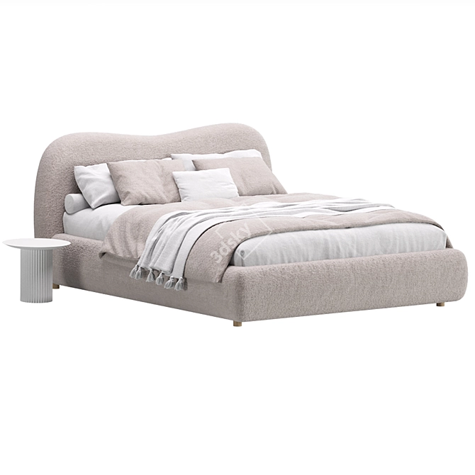  Cozy Beige Bed Amber 3D model image 2