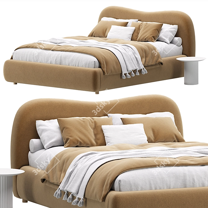  Cozy Beige Bed Amber 3D model image 4