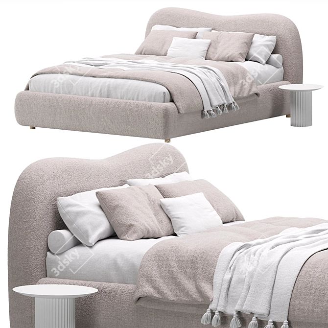  Cozy Beige Bed Amber 3D model image 6